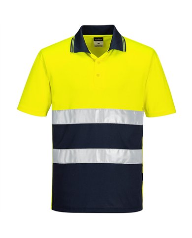 Polo contrasté léger haute visibilité M/C 