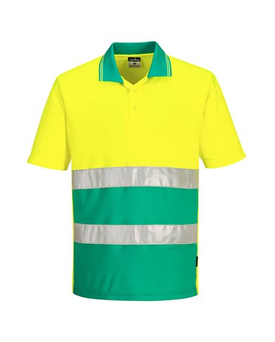 Polo contrasté léger haute visibilité M/C 